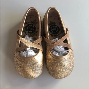 Livie & Luca gold sparkle slip ons. Toddler size 5